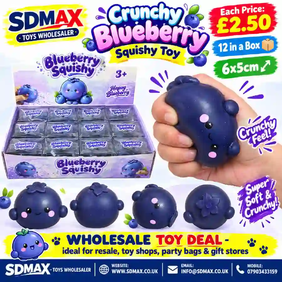 crunchy-blueberry-squishy-toy-wholesale Crunchy Blueberry Squishy Toy – Soft Sensory Fidget Toy, 6 × 5cm, Box of 12 Wholesale