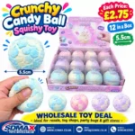 Crunchy Candy Ball Squishy Toy – 5.5cm, Assorted Colours, Box of 12 Wholesale