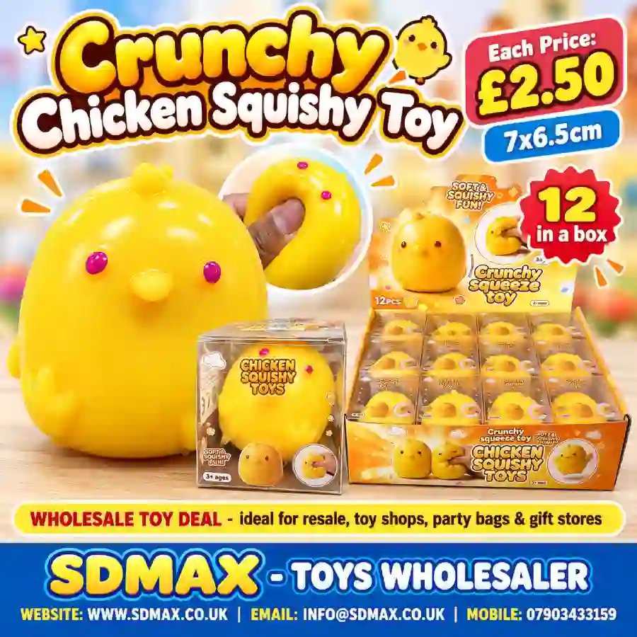 crunchy-chicken-squishy-toy-wholesale-sdmax Crunchy Chicken Squishy Toy Wholesale 12 Pack Display - SDMAX Toys Wholesaler