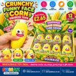 Crunchy Funny Face Corn Squeeze Toy wholesale soft stretchy sensory stress relief toy from SDMAX Toys Wholesaler