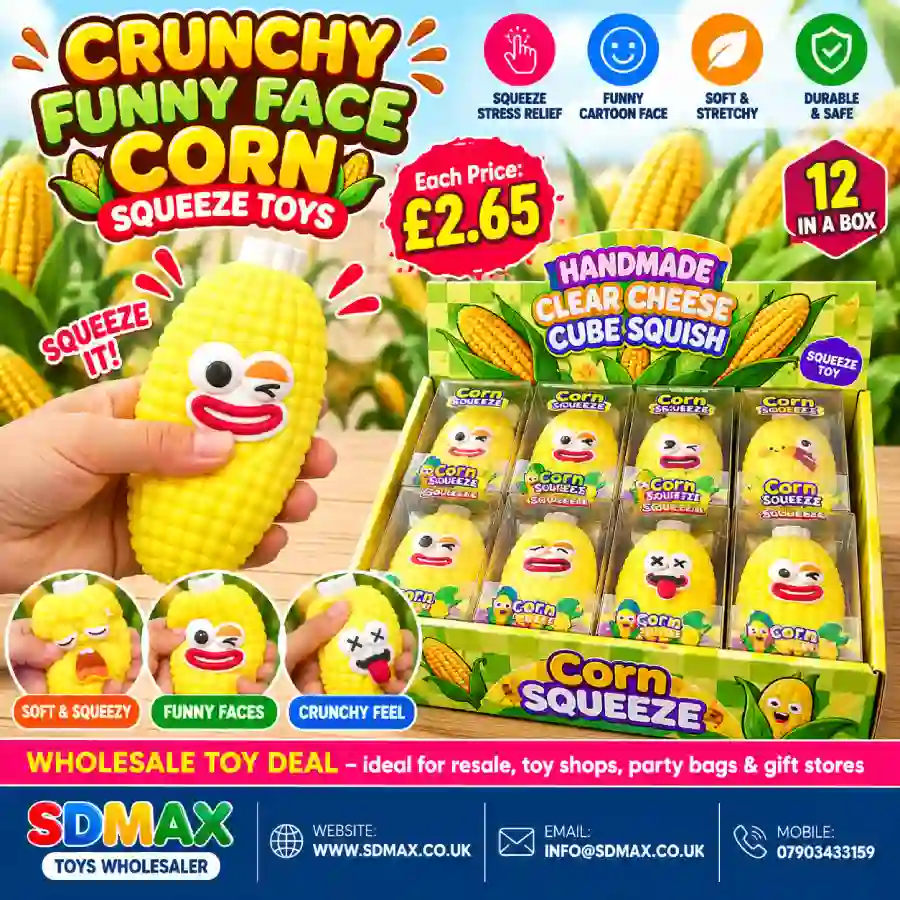 crunchy-funny-face-corn-squeeze-toy-wholesale-sdmax Crunchy Funny Face Corn Squeeze Toy wholesale soft stretchy sensory stress relief toy from SDMAX Toys Wholesaler