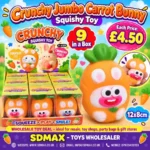 Crunchy Jumbo Carrot Bunny Squishy Toy Wholesale 9 Pack - SDMAX Toys Wholesaler