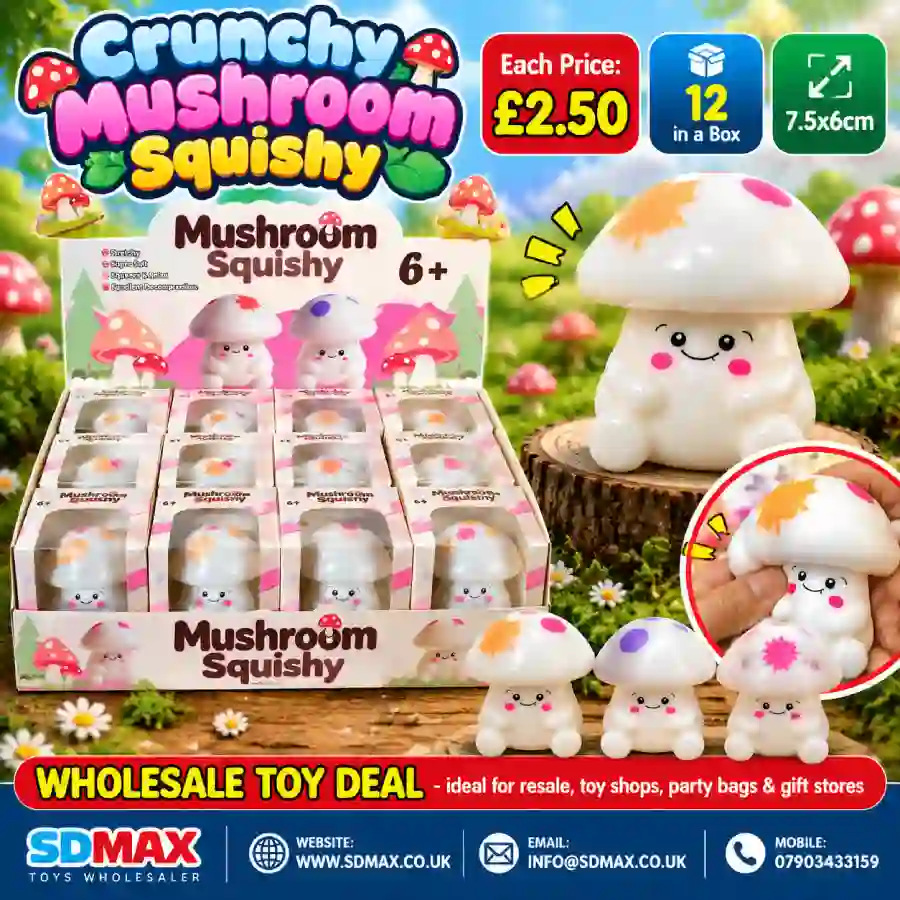crunchy-mushroom-squishy-toy-wholesale-sdmax Crunchy Mushroom Squishy Toy Wholesale 12 Pack Display Box - SDMAX Toys Wholesaler