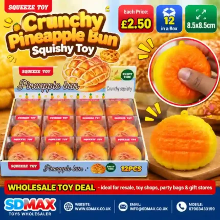 Crunchy Pineapple Bun Squishy Toy Wholesale 12 Pack Display Box - SDMAX Toys Wholesaler