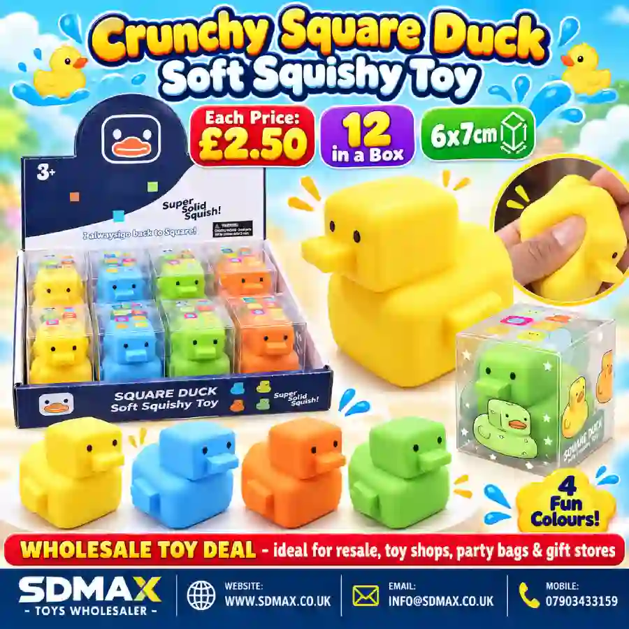 crunchy-square-duck-soft-squishy-toy-wholesale-sdmax Crunchy Square Duck Soft Squishy Toy Wholesale 12 Pack Display Box - SDMAX Toys Wholesaler