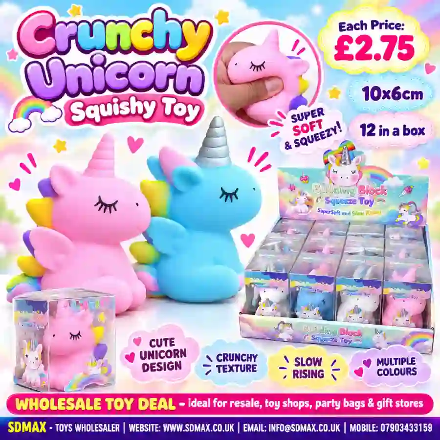 crunchy-unicorn-squishy-toy-wholesale-sdmax Crunchy Unicorn Squishy Toy Wholesale 12 Pack Display - SDMAX Toys Wholesaler
