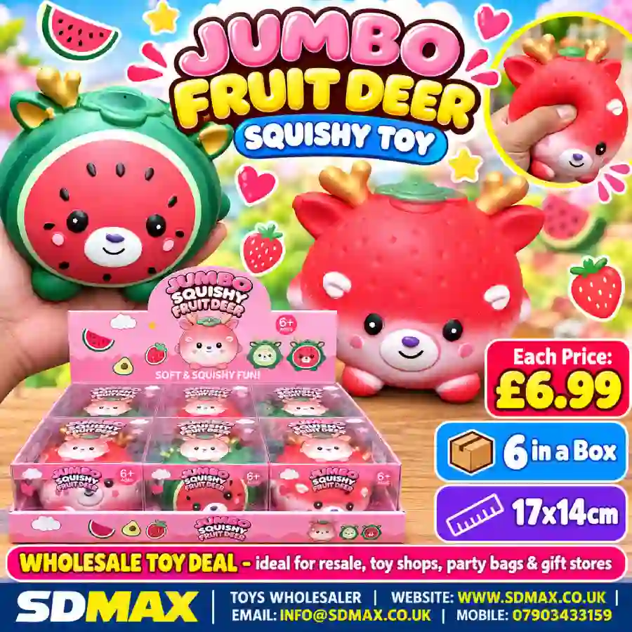 jumbo-fruit-deer-squishy-toy-wholesale-sdmax Jumbo Fruit Deer Squishy Toy Wholesale 6 Pack Display - SDMAX Toys Wholesaler