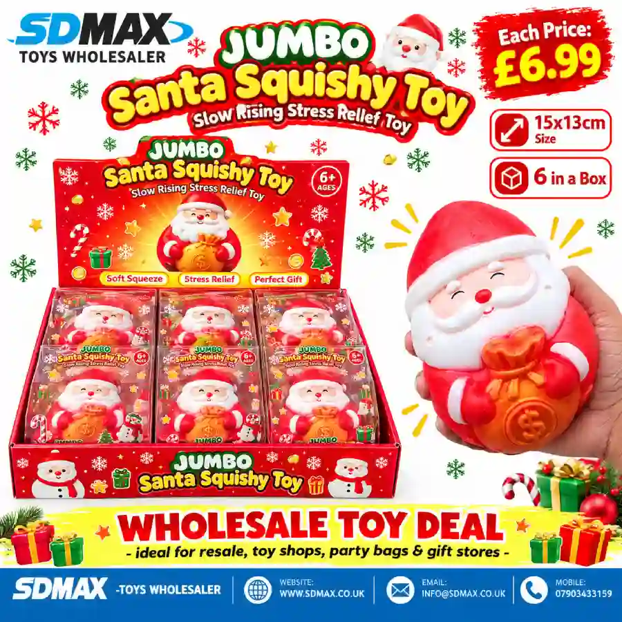 jumbo-santa-squishy-toy-wholesale-sdmax Jumbo Santa Squishy Toy wholesale Christmas slow rising stress relief toy by SDMAX Toys Wholesaler