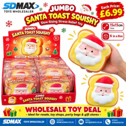 Jumbo Santa Toast Squishy Toy wholesale Christmas slow rising stress relief toy by SDMAX Toys Wholesaler