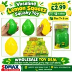Lemon Squeez Squishy Toy in yellow and green, 7 x 6cm, wholesale box of 12 – SDMAX Toys Wholesaler