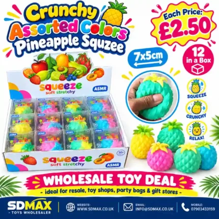 Pineapple Squzee ASMR Toy wholesale crunchy stretchy sensory toy by SDMAX Toys Wholesaler