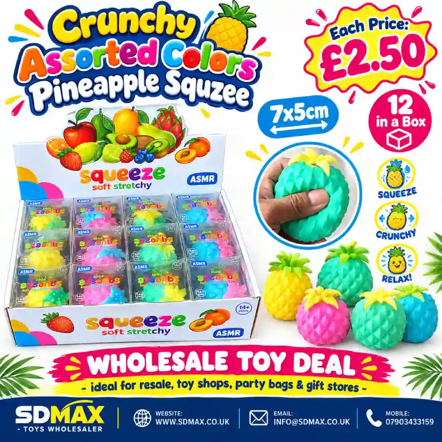pineapple-squzee-asmr-toy-wholesale-sdmax Pineapple Squzee ASMR Toy wholesale crunchy stretchy sensory toy by SDMAX Toys Wholesaler