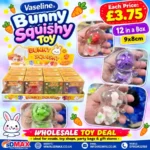 Transparent Bunny Squishy Toy – Colourful Novelty Sensory Toy, 9 × 8cm, Box of 12 Wholesale
