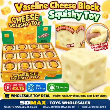 Vaseline Cheese Block Squishy Toy Wholesale 12 Pack Display - SDMAX Toys Wholesaler