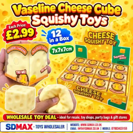 Vaseline Cheese Cube Squishy Toy Wholesale 12 Pack Display Box - SDMAX Toys Wholesaler
