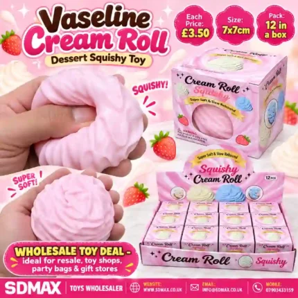 Vaseline Cream Roll Dessert Squishy Toy Wholesale 12 Pack - SDMAX Toys Wholesaler