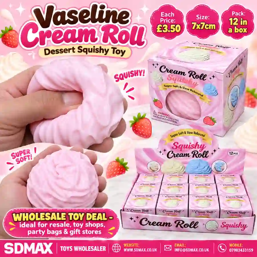 vaseline-cream-roll-dessert-squishy-toy-wholesale-sdmax Vaseline Cream Roll Dessert Squishy Toy Wholesale 12 Pack - SDMAX Toys Wholesaler