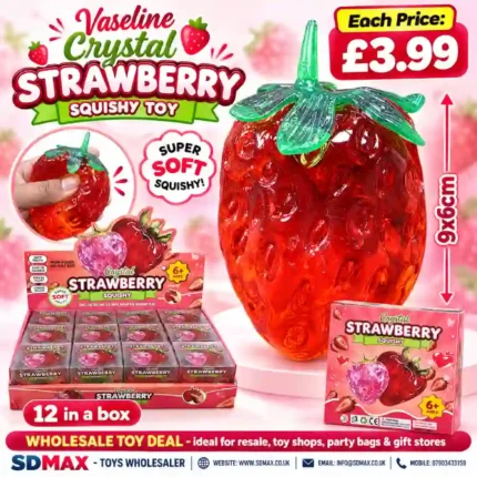 Vaseline Crystal Strawberry Squishy Toy Wholesale 12 Pack - SDMAX Toys Wholesaler